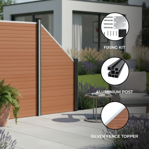Composite Angled Fence Panel - Brown
