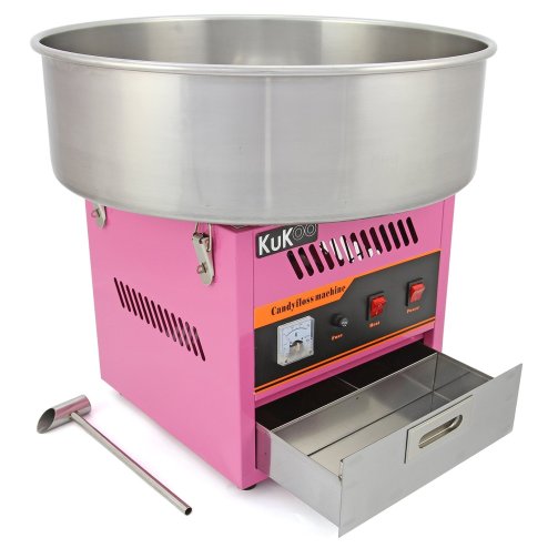 Cotton Candy Floss Machine Electric Retro Carnival Funfair Style Maker Kids Party Movie Night Sweet Gift Candyfloss Stainless Steel Hinged Bowl Thermostat