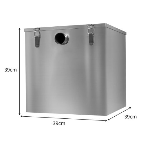 Commercial Grease Trap 60L Under Sink Interceptor 9KG Stainless Steel Waste Fat Oil Water Separator Filter Restaurant Kitchen Takeaway Hotel Cafe 50mm Inlet Outlet Compact 39cm H x 39cm W x 39cm D
