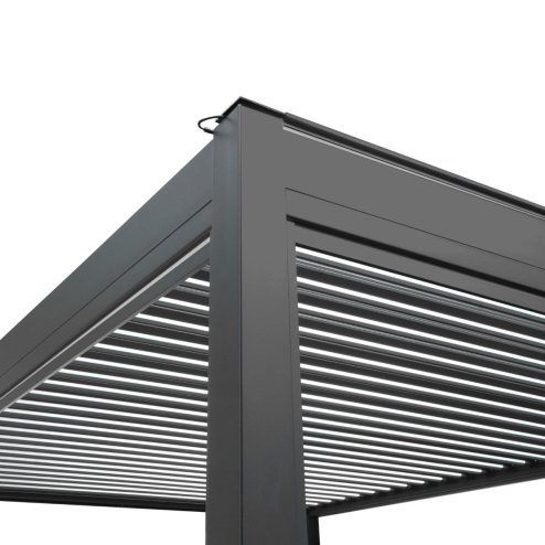 Anthracite Aluminium Pergola With White Blinds & LED Lights - 3m x 4m