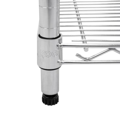 Wire Shelving Rack 5 Tier Metal Storage Unit Heavy Duty Free Standing Boltless Height Adjustable Shelves & Levelling Feet Kitchen Office Garage Silver Chrome 1000kg Weight Capacity