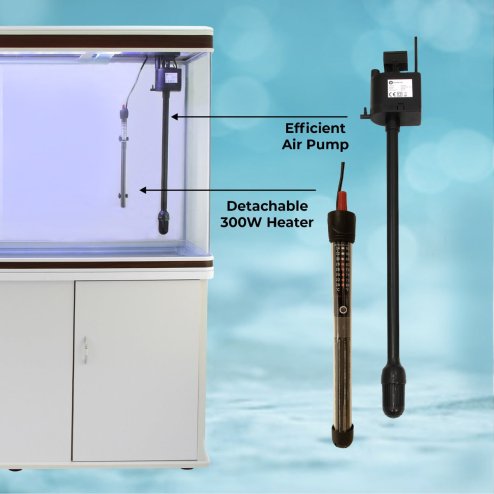 MonsterShop Fish Tank Aquarium, Filter, Heater & Stand, 4ft, 300L, White, 120.5cm x 143.5cm x 39cm