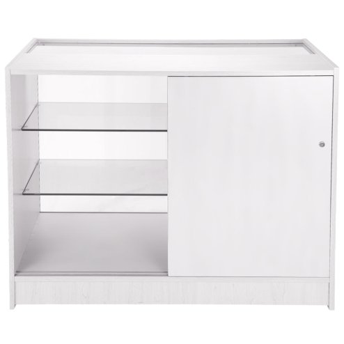 MonsterShop Pegasus Shop Counters Set & Glass Retail Showcase Cabinet Display, Brilliant White UV Protect, Melamine MDF