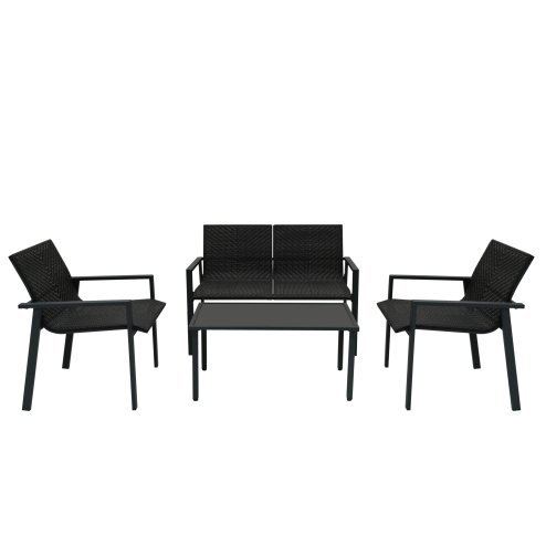 Rattan Patio Furniture Set - Black
