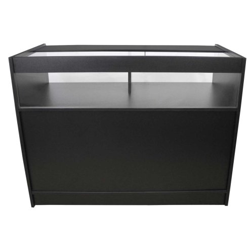 Retail 1/4 Glass Shelf Counter Shop Showcase Display Cabinet Shelves Unit Black B1200