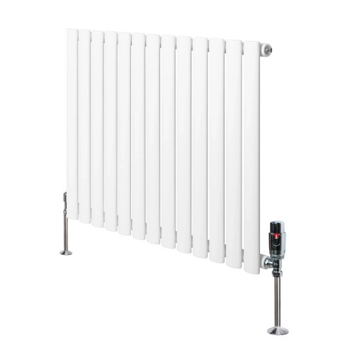 Oval Single Column Radiator & Valves - 600mm x 780mm - White