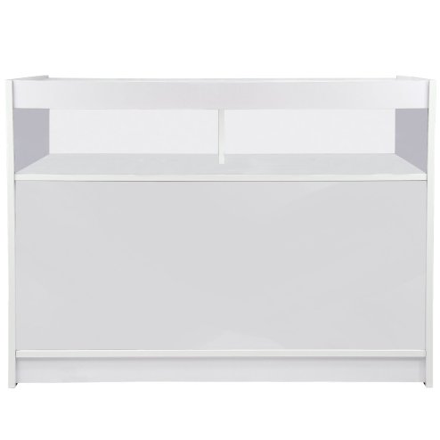 Retail 1/4 Glass Shelf Counter Shop Showcase Display Cabinet Shelves Unit White B1200