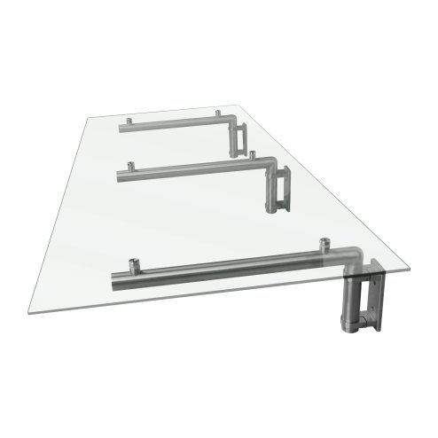 MonsterShop 1800 x 800mm Glass Canopy, 4 Stainless Steel Brackets, Front/Back Door Porch Shelter