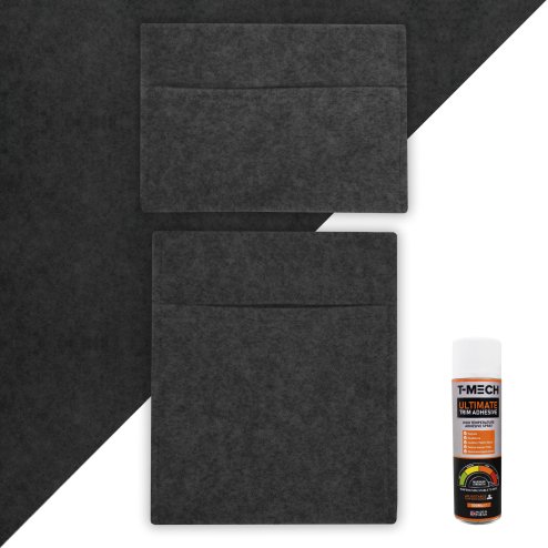 Camper Van Lining & 2 Storage Pouches & 5 Cans Adhesive Glue Anthracite Grey Carpet 4 Way Stretch 2m Wide 11m2 Coverage Car Motorhome Vehicle Campervan Conversion 2 Size Tool Document Pocket Organiser