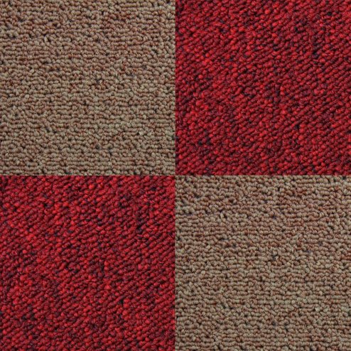 Carpet Tiles 40 x Sand & Scarlet Red 10 Metres Squared Heavy-Duty Commercial Hard Wearing Flooring Domestic Premium Office Home 50cm x 50cm MonsterShop