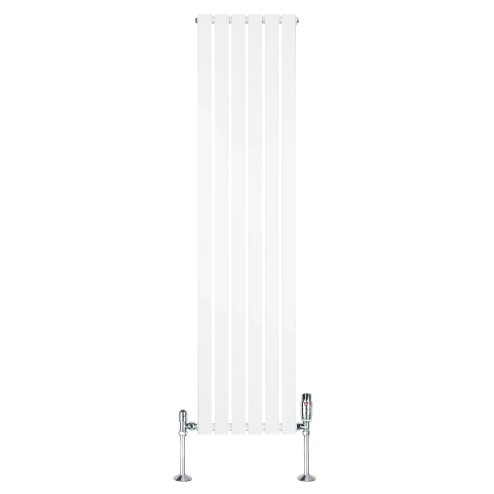 Flat Single Column Radiator & Valves - 1800mm x 420mm - White