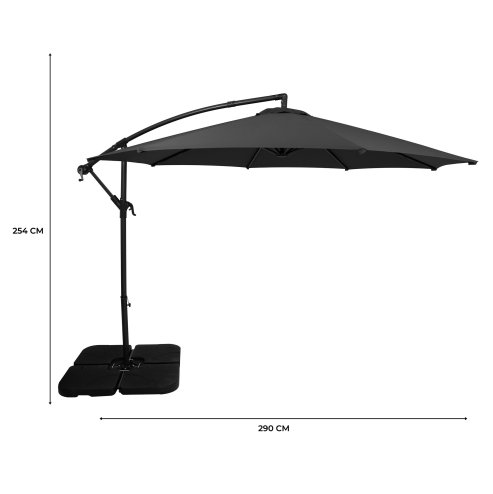Cantilever Parasol 3m With Square Base - Grey