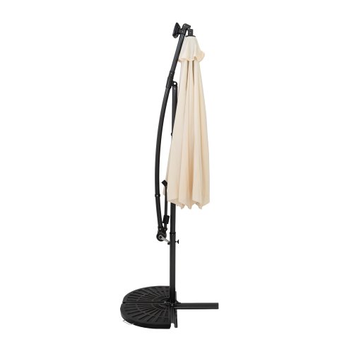 LED Cantilever Parasol 3m With Half Fan Base - Cream