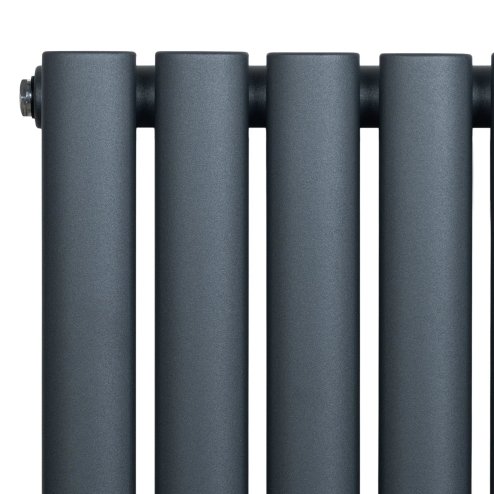 Oval Single Column Radiator - 1600 x 480mm - Anthracite Grey