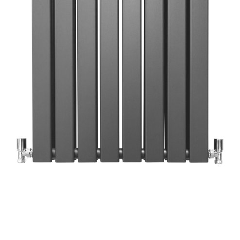 Designer Radiators 160 x 56cm Flat Panel Modern Central Heating Anthracite Grey Vertical Column Double Panel Wall Mounted Slimline Kitchen Living Room Bathroom Commercial Cleaning Brush & Fixing Kit