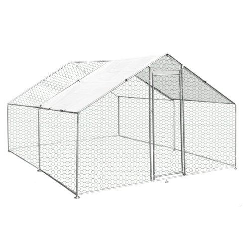 Walk In Chicken Run Cage Coop 3m x 4m x 2m Dog Pen House Kennel Large Metal Enclosure Rabbits Ducks Poultry Roof Cover Shelter Sunshade Pets Outdoor Backyard Farm Animal