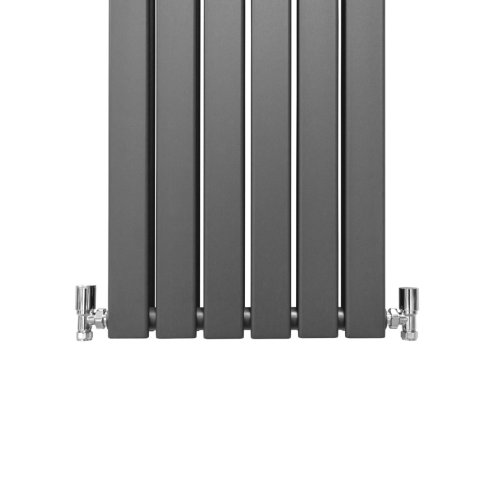 Designer Radiators 160 x 42cm Flat Panel Modern Central Heating Anthracite Grey Vertical Column Double Panel Wall Mounted Slimline Kitchen Living Room Bathroom Commercial Cleaning Brush & Fixing Kit