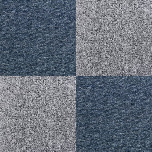 Carpet Tiles 40 x Storm Blue & Platinum Grey 10 Metres Squared Commercial Hard Wearing Heavy Duty Domestic Premium Office Home Flooring 50cm x 50cm MonsterShop