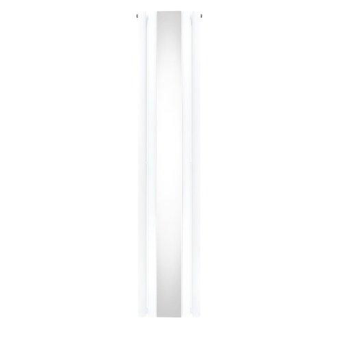 Oval Panel Radiator With Mirror 1800mm x 380mm Modern Designer Double Column Vertical Heater Gloss White Carbon Steel Wall Mounted Kitchen Living Room Cleaning Brush Fixing Kit & Brackets