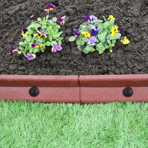 Flexible Lawn Edging Garden Border Grass Pathways Path Edge Vegetable Plot Flowerbed Raised Borders Rubber Artificial Grass Terracotta | Pack of 22 x 1.2m