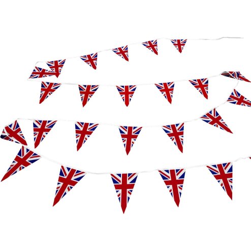 Union Jack Flag Bunting - 10m Durable Fabric - British Decor, Perfect for Indoor/Outdoor Events, Royal Celebrations & National Holidays