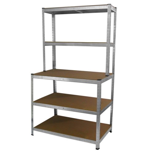 Galvanised Workbench Shelving Unit Rack Workshop Shed Heavy Duty Boltless Garage Galwix Steel Racking 900kg / Rubber Mallet