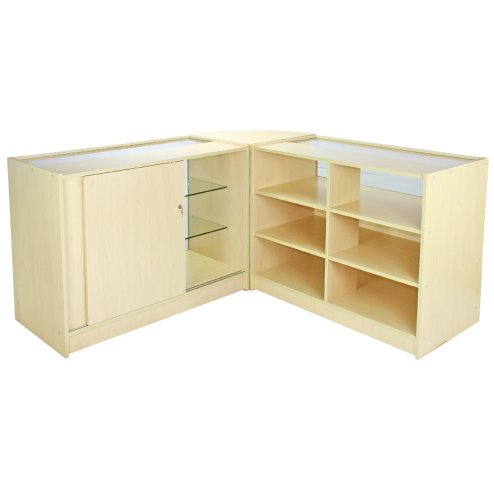 MonsterShop Retail Counter Maple Shop Display Storage Cabinets Lockable Showcase Aquarius