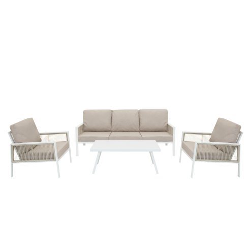 Aluminium 4 Piece Sofa Set - White