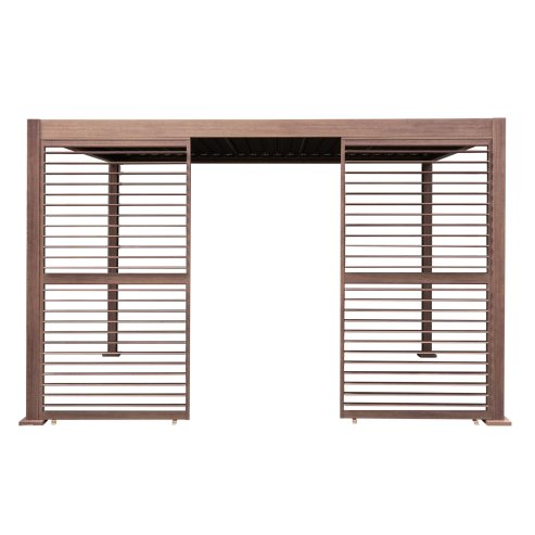 Wood Effect Aluminium Pergola Shutter Panel - 123cm Wide
