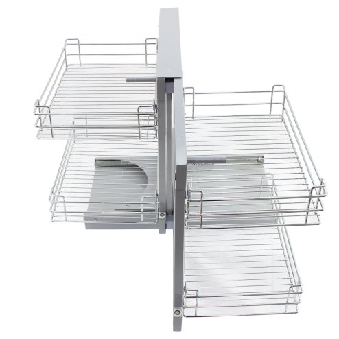 KuKoo LH Magic Corner Kitchen Pull Out Baskets, Slide Out 80-90cm Unit, 4 Metal Storage Drawers