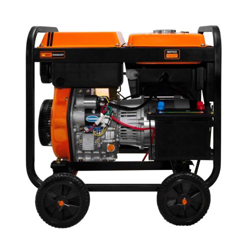 Portable Diesel Generator Open Frame ATS Electric Start 5kVA Three Phase 10HP 6.3kW 230 / 400V Emergency Power AC DC Output Powder Coated Steel 12.5L Fuel Capacity 77dB 4 x 8