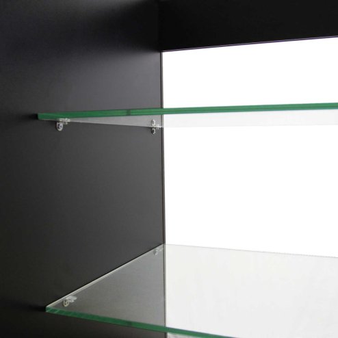 Retail Glass Shelf Product Display Shop Counter Showcase Lockable Cabinet Unit Black - K1200