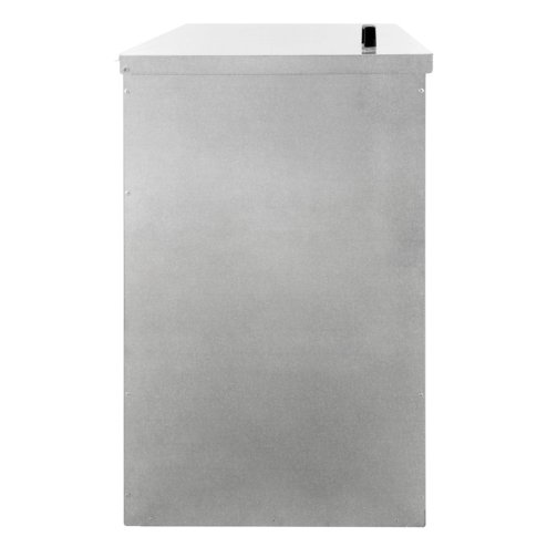 Coal Storage Bunker 250kg 390L Galvanised Steel Raised Metal Base Strengthening Bar Baffle Plate Waterproof Rust & Rodent Proof Wood Fire Sliding Door Hinged Lid Handle FREE Coal Shovel