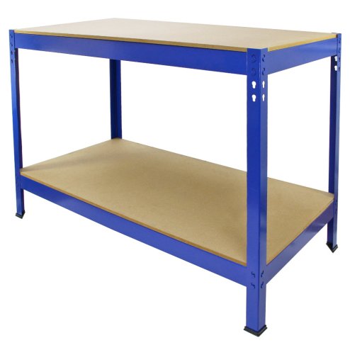 Q-Rax Garage Heavy Duty Steel Shed / Metal DIY Workbench, Workshop Table Work Bench Blue