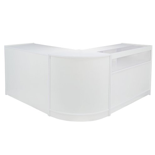 MonsterShop Galaxy Shop Counters Set & Glass Retail Showcase Cabinet Display, Brilliant White