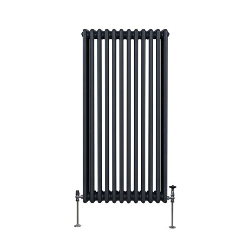 Traditional 3 Column Radiator 1500mm x 562mm Modern Central Heating Heater Matt Anthracite Grey Carbon Steel Vertical Wall Mounted Kitchen Living Room Bathroom Cleaning Brush Fixing Kit & Brackets
