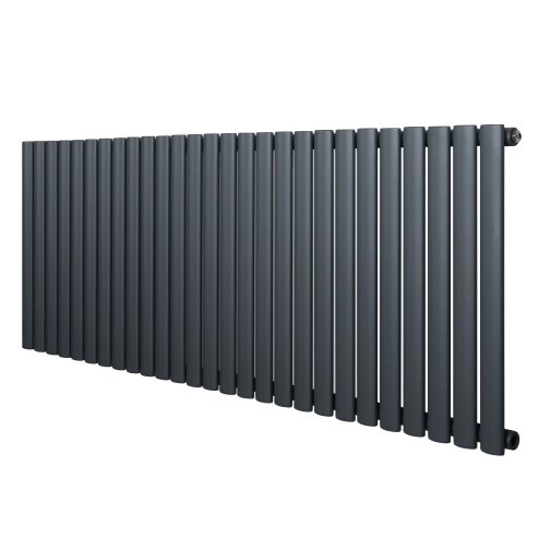 Oval Single Column Radiator - 600 x 1620mm - Anthracite Grey