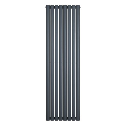 Oval Single Column Radiator - 1600 x 480mm - Anthracite Grey