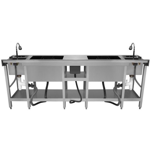 Cocktail Bar Station Compact Twin Free-Standing Stainless Steel Insulated Ice Well Sink 360 Mixer Tap Glass Refresher Drip Tray Blender Shelf Speed Rail Shelves Gastro Pots Knife Holder Boston Shaker