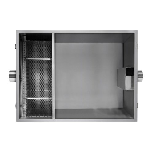 Commercial Grease Trap 120L Under Sink Interceptor 18KG Stainless Steel Waste Fat Oil Water Separator Filter Restaurant Kitchen Takeaway Hotel Cafe 50mm Inlet Outlet Compact 41cm H x 45cm W x 65cm D