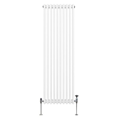 Traditional 3 Column Radiator 1800mm x 472mm Modern Central Heating Heater Gloss White Carbon Steel Vertical Wall Mounted Kitchen Living Room Bathroom Cleaning Brush Fixing Kit & Brackets