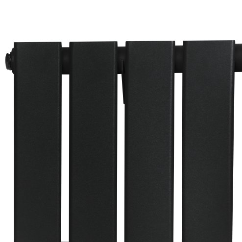 Flat Single Column Radiator & Valves - 1600mm x 420mm - Black