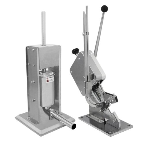 Sausage Stuffer And Clipper Set Vertical Machine - 3L Meat Stuffing Maker Kit With 5 Size Professional Filling Nozzles Steel Clipping Sealing Butchers Commercial FREE 2000 U-Shape Clips