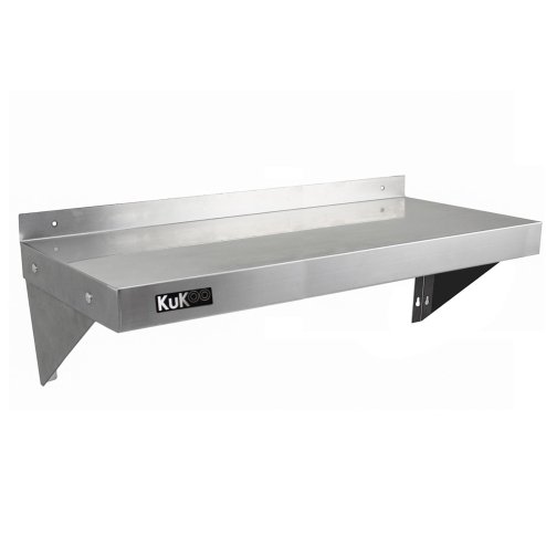 2 x KuKoo Commercial Stainless Steel Shelves Kitchen Wall Shelf Catering Corrosion Resistant & Free Microfiber Cloths 1000mm x 300mm