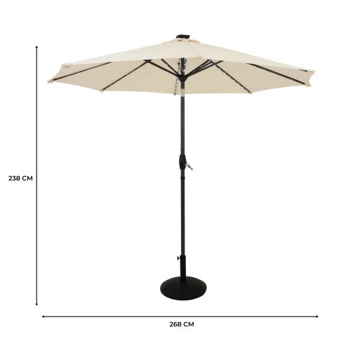 LED Tilt Parasol 2.7m With Tilt Base - Cream
