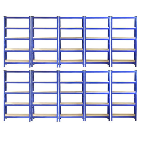 10 Monster Racking T-Rax Garage Storage Solutions Heavy Duty Industrial Shelves, 150kg/shelf, Blue
