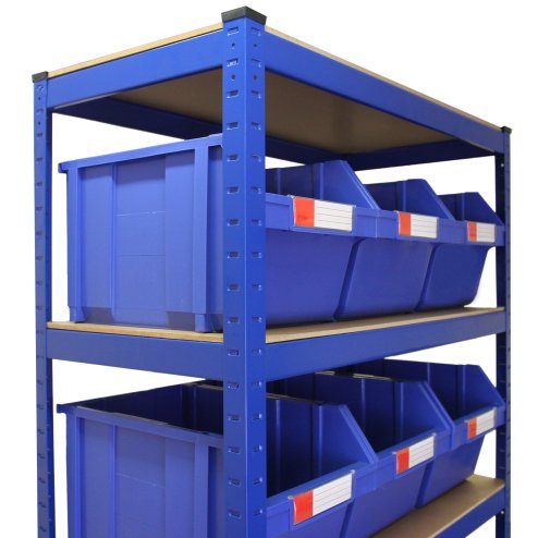 T-Rax 90cm Racking & Storage Bins Stacking Boxes Blue Storage Set Warehouse Garage Boltless Bay Shelving Unit