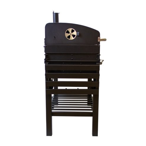 XXL BBQ Smoker Charcoal Barbecue Grill Portable Trolley Black Stainless Steel Adjustable Furnace Thermometer Side Shelves Hanging Hooks Bottle Opener Wheels Rain Cover Wire Brush Garden Patio Outdoor