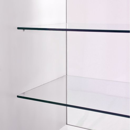 Retail Glass Shelf Product Display Shop Counter Showcase Lockable Cabinet Unit White - K1200
