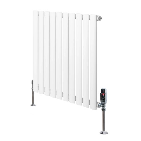 Oval Single Column Radiator & Valves - 600mm x 600mm - White